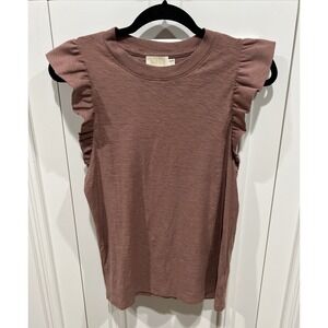 Nation Ltd Gemma Flutter Sleeveless Top Size Small‎ Brown Pima Cotton Boho